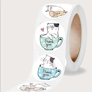 💟 2 /$20 💟  Kitty THANK YOU stickers… perfect for your small business!!! 500
